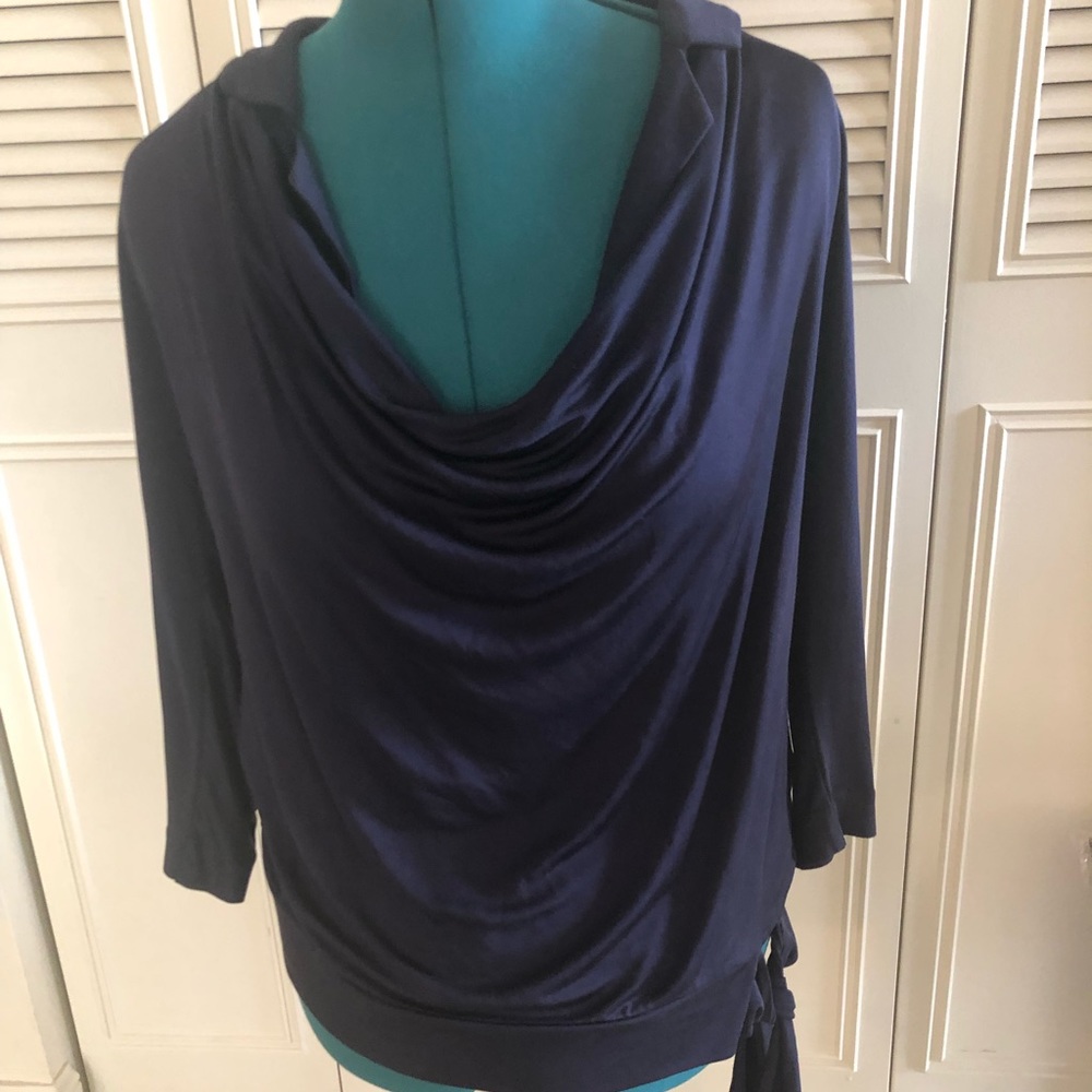 Tory Burch  size XL navy silk top